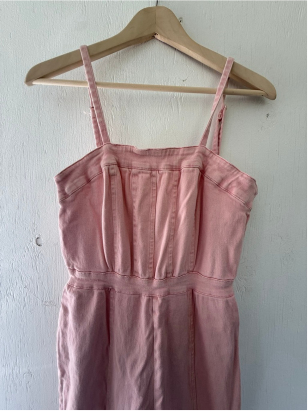 Pink Denim Corset Bodice Wide Leg Jumpsuit Size 6 - Picture 2 of 8
